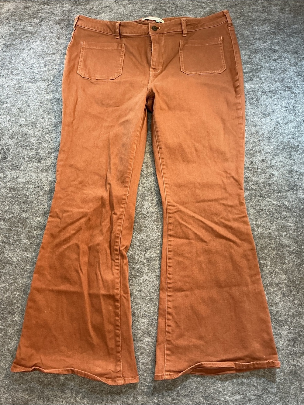 Anthropologie Retro High Rise Sailor Rust Orange Women's Flare Jeans Size 16W